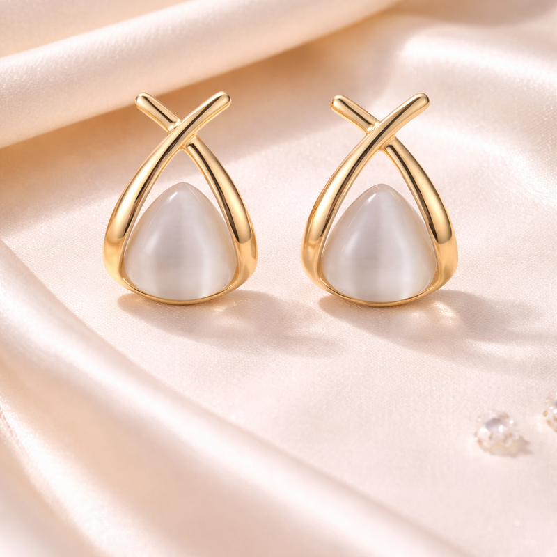 Ivory Arc Embrace Stud Earrings