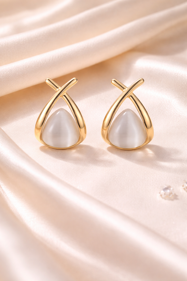 Ivory Arc Embrace Stud Earrings