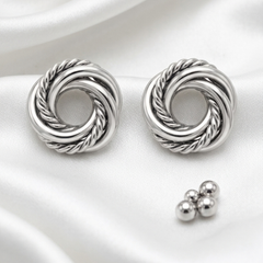 Silver Crest Knot Stud Earrings