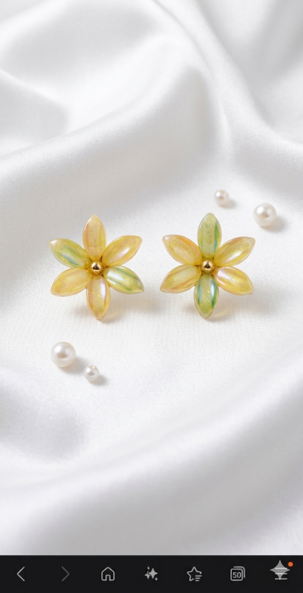 Golden Meadow Bloom Stud Earrings