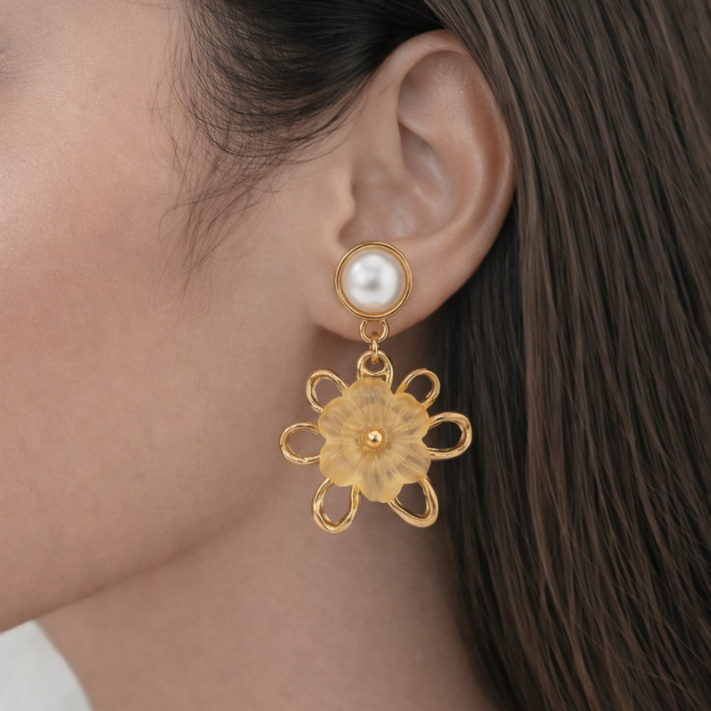 Sunmist Pearl Bloom Drop Earrings