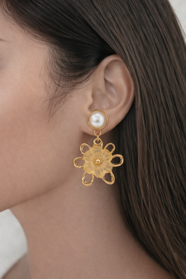 Sunmist Pearl Bloom Drop Earrings