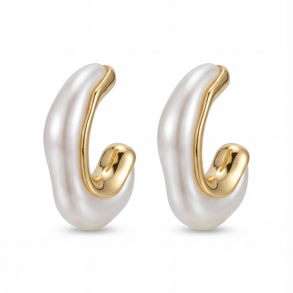 Pearl Curl Stud Earrings