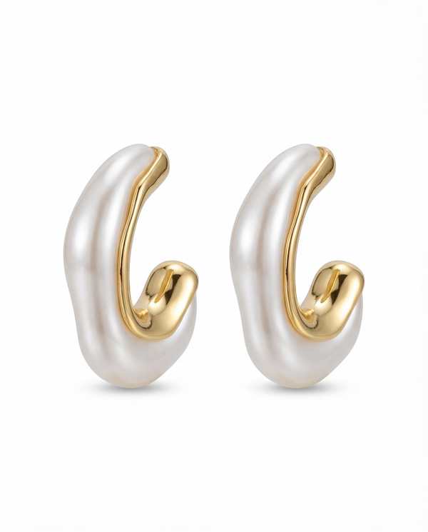 Pearl Curl Stud Earrings