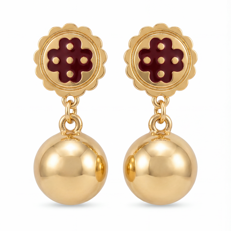 Garnet Quatre Globe Drop Earrings
