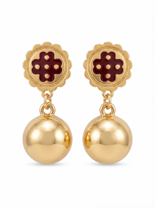 Garnet Quatre Globe Drop Earrings