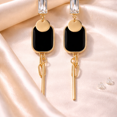 Noir Chain Bar Drop Earrings