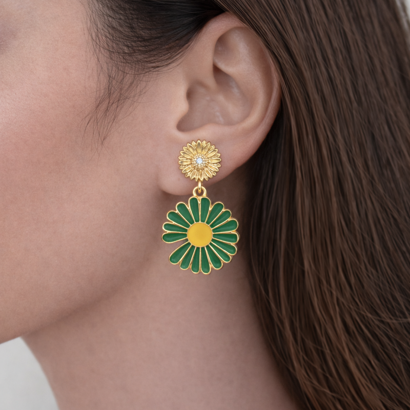 Duo Bloom Drop Earrings