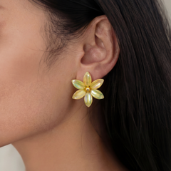 Golden Meadow Bloom Stud Earrings