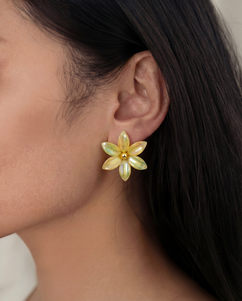 Golden Meadow Bloom Stud Earrings