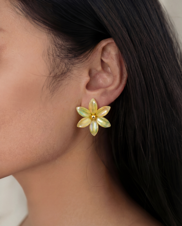 Golden Meadow Bloom Stud Earrings