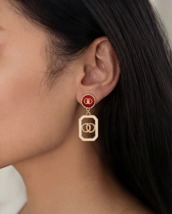 Ruby Duo Frame Drop Earrings