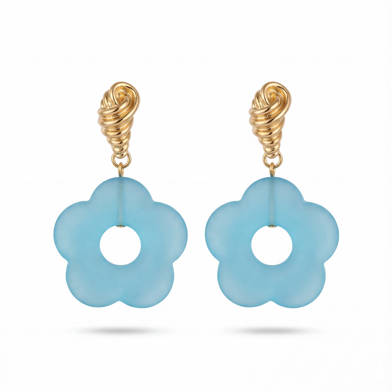 Aqua Bloom Drop Earrings