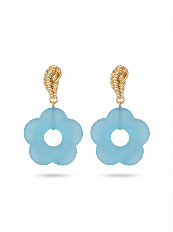 Aqua Bloom Drop Earrings