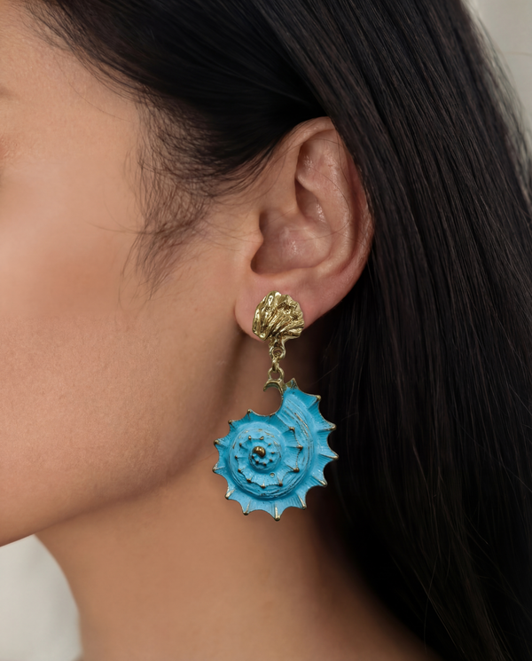 Azure Conch Drop Earrings