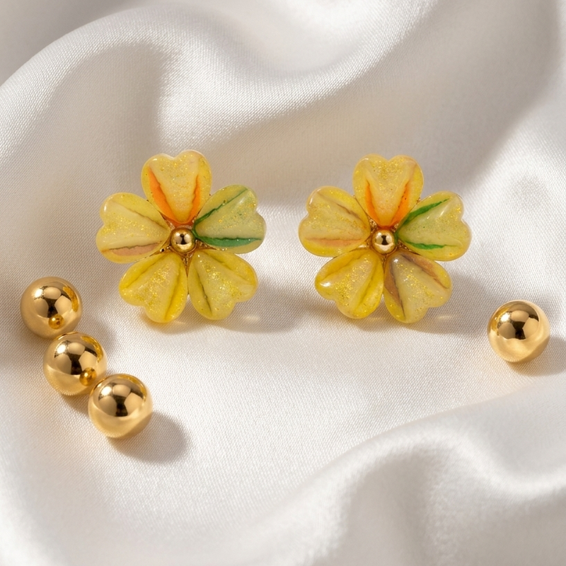Sun Petal Bloom Stud Earrings
