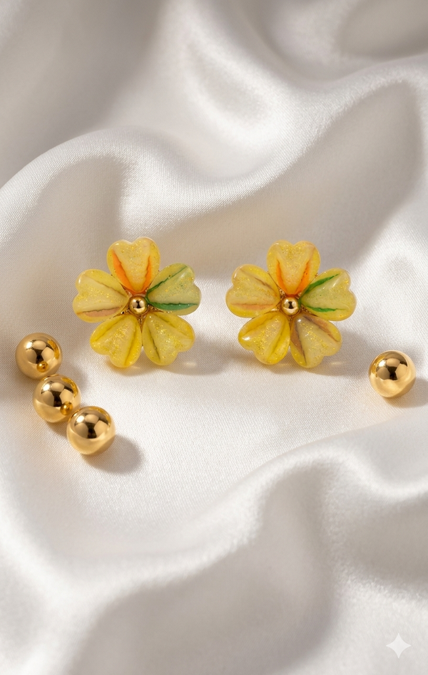 Sun Petal Bloom Stud Earrings