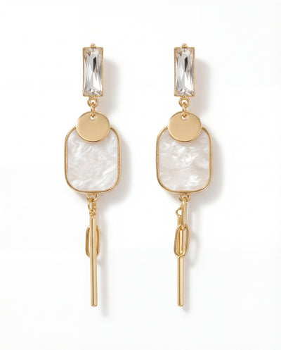 Ivory Chain Bar Drop Earrings