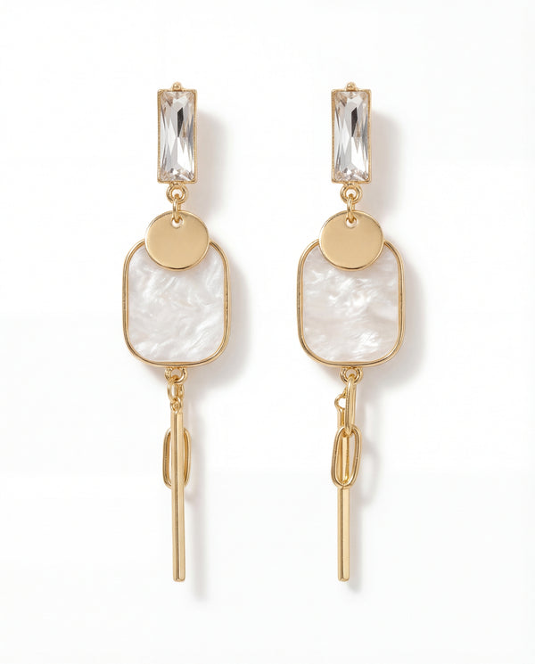 Ivory Chain Bar Drop Earrings