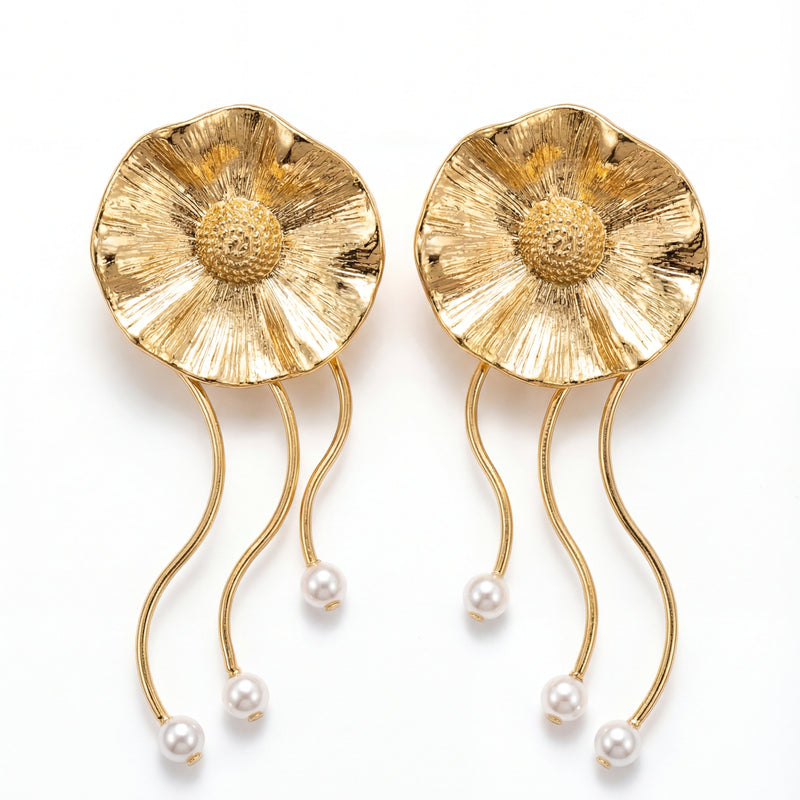 Sunburst Pearl Cascade Earrings
