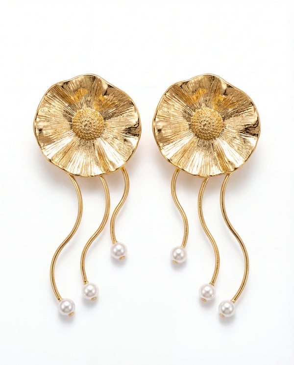 Sunburst Pearl Cascade Earrings