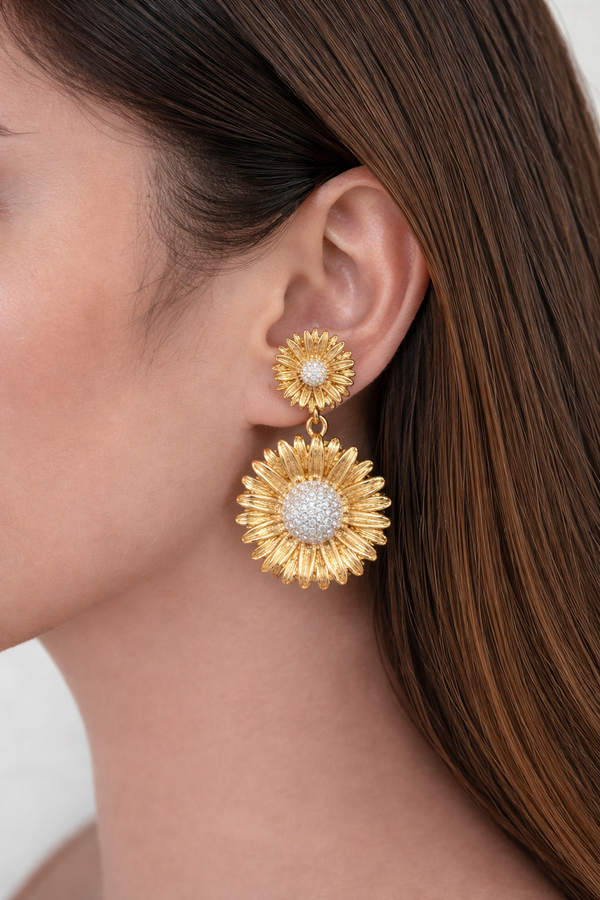 Golden bloom drop earrings