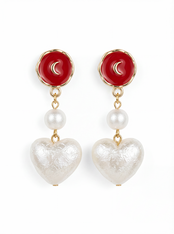 Ruby Luna Heart Drop Earrings