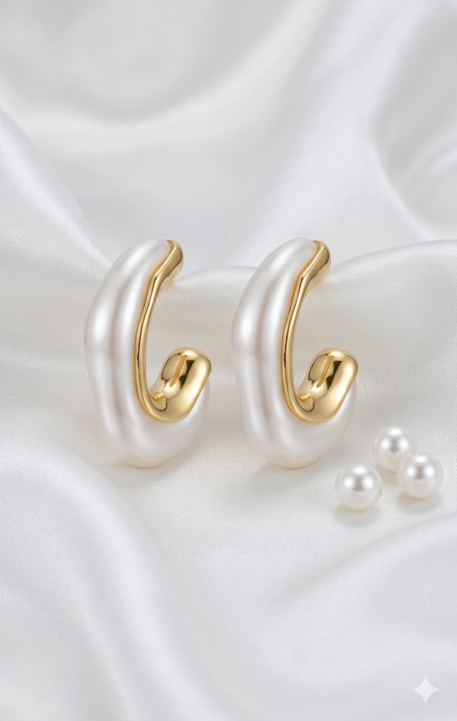 Pearl Curl Stud Earrings