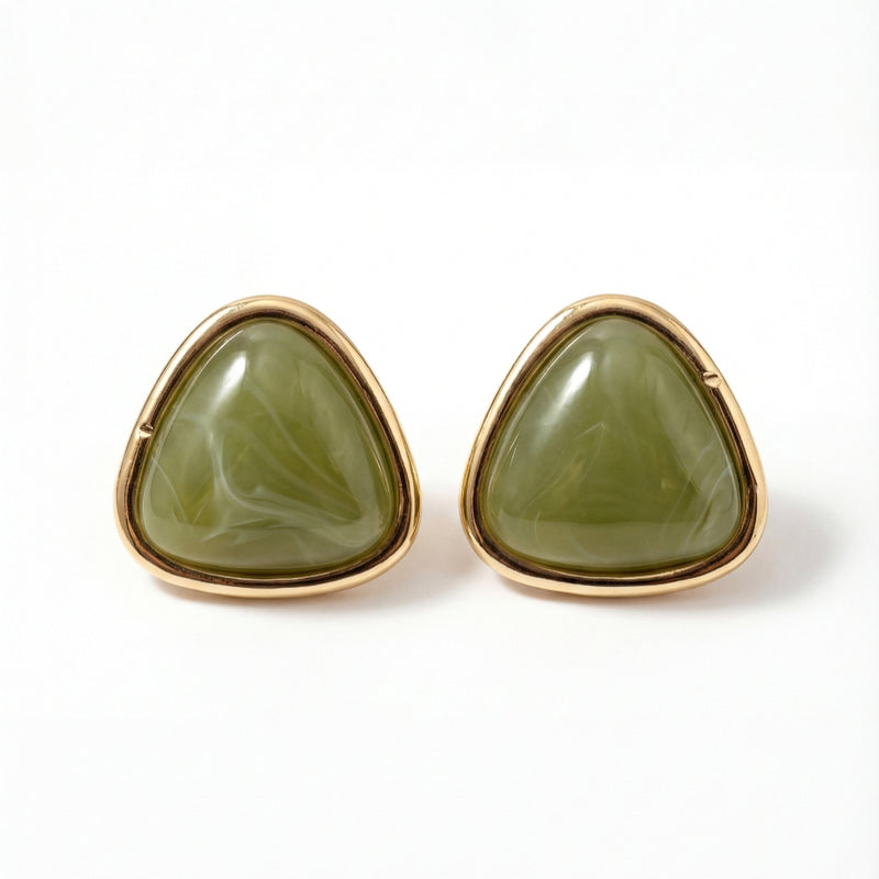 Olive Crest Stud Earrings
