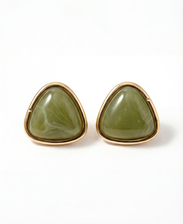 Olive Crest Stud Earrings
