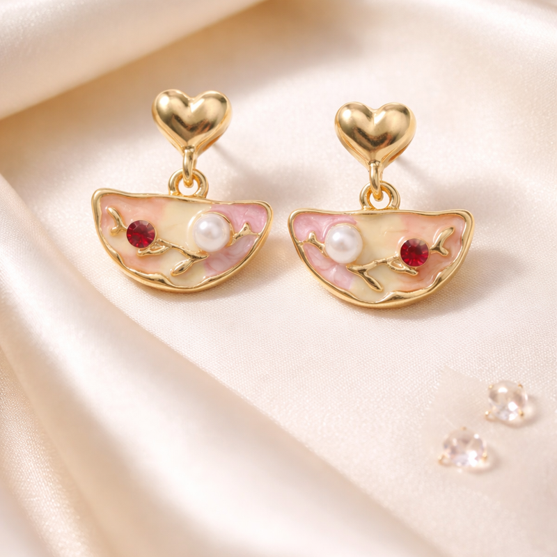 Blush Pearl Slice Drop Earrings