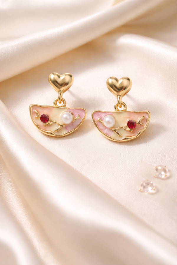 Blush Pearl Slice Drop Earrings
