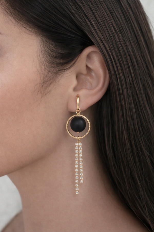 Noir Halo Drop Earrings