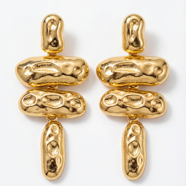 Molten Cross Drop Earrings