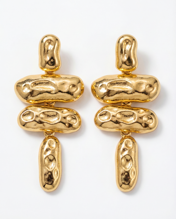 Molten Cross Drop Earrings