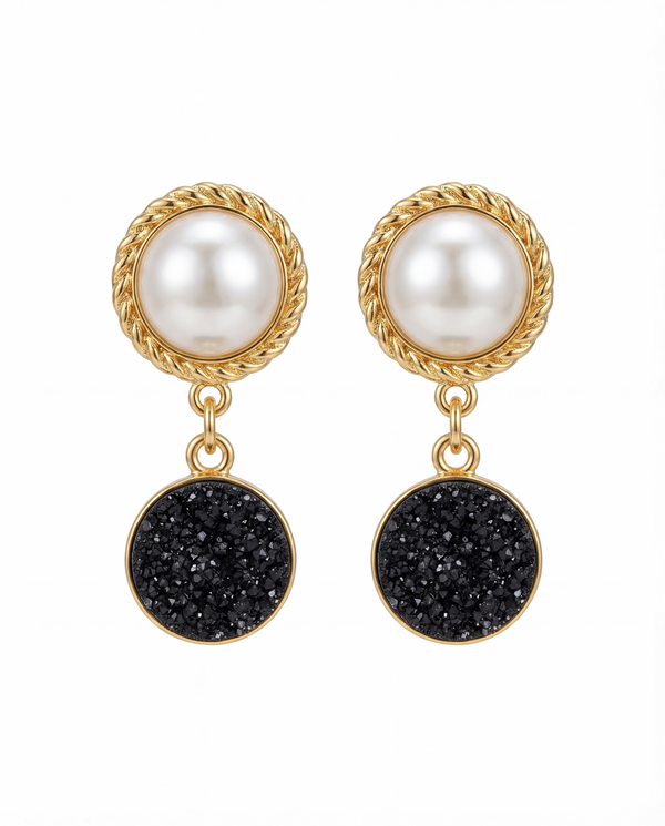 Noir Pearl Drop Earrings