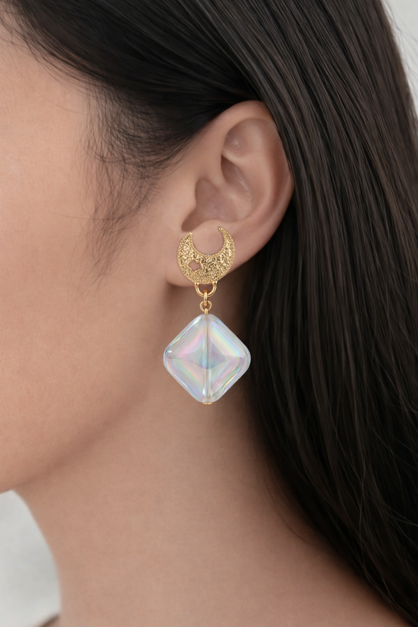 Moon Halo Drop Earrings