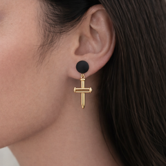 Noir Cross Drop Earrings
