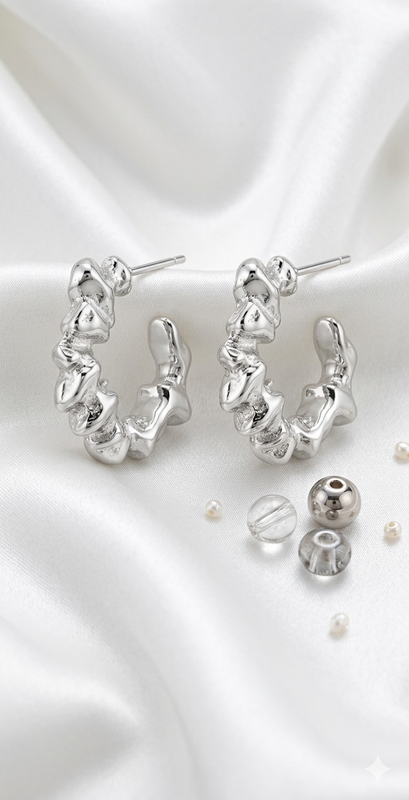 Silver Arc Hoop Earrings