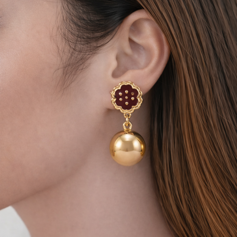 Garnet Quatre Globe Drop Earrings