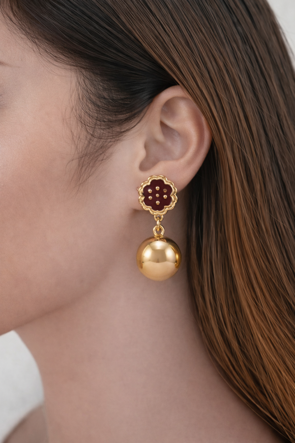 Garnet Quatre Globe Drop Earrings