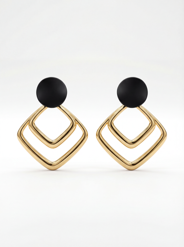 Noir Axis Layer Drop Earrings