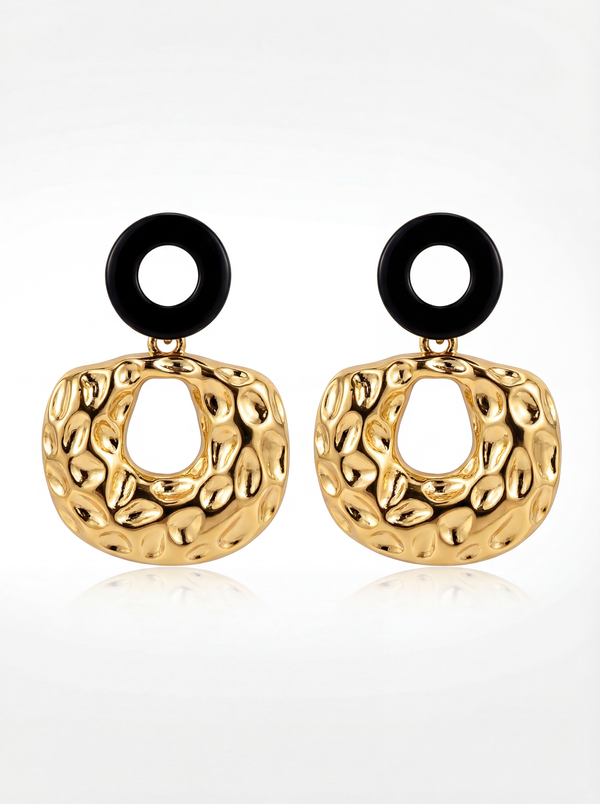 Noir Gilded Loop Drop Earrings