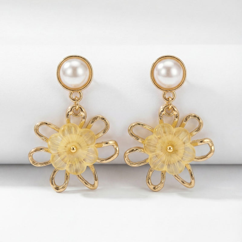 Sunmist Pearl Bloom Drop Earrings