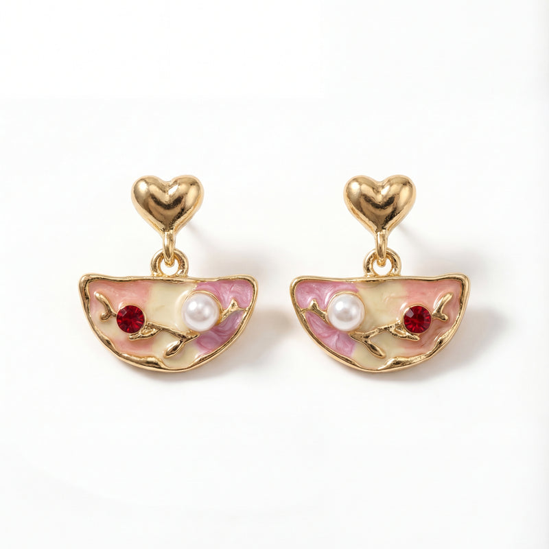 Blush Pearl Slice Drop Earrings