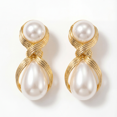 Ivory Knot Pearl Drop Earrings