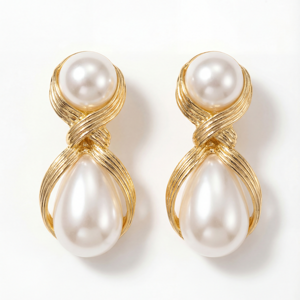 Ivory Knot Pearl Drop Earrings