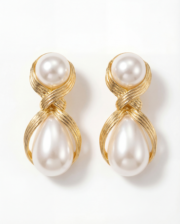 Ivory Knot Pearl Drop Earrings