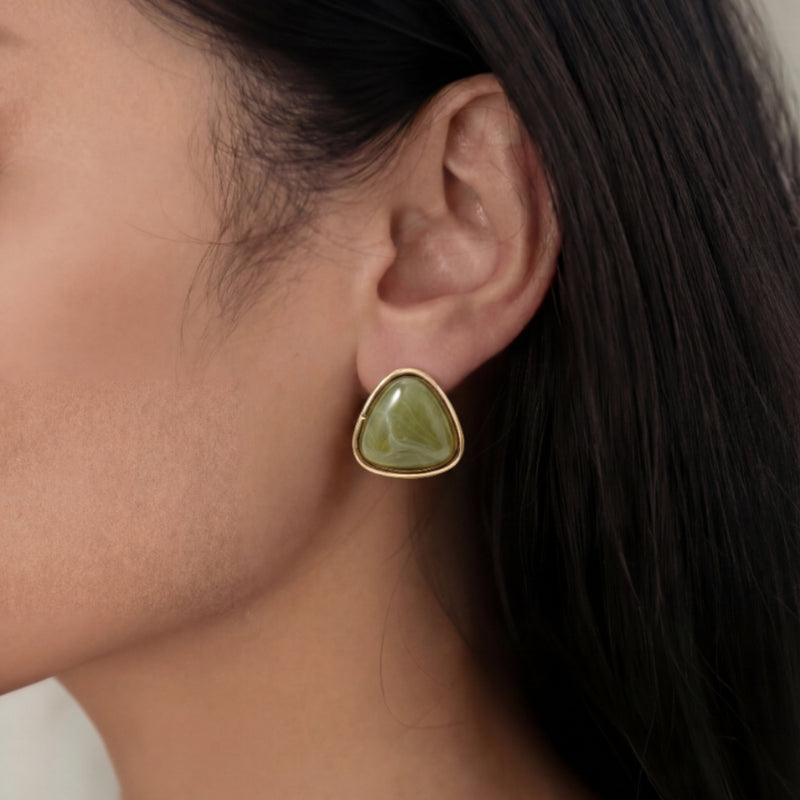 Olive Crest Stud Earrings