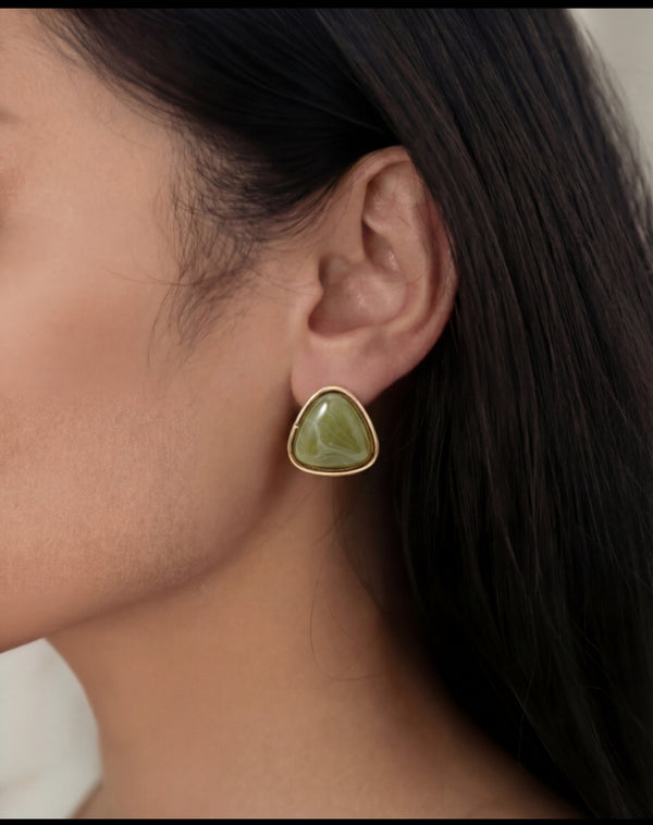 Olive Crest Stud Earrings